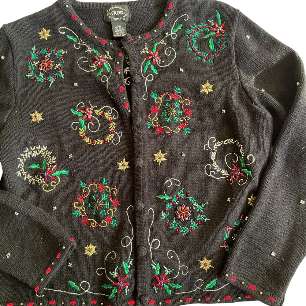 Vintage designers originals studio Christmas sweater cardigan medium (petite)